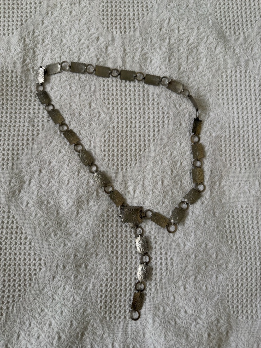 Silver Floral-Link Y Necklace - Women’s Accessory